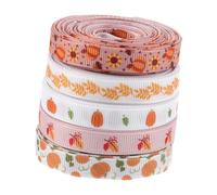 PACKOVE 5 Rolls Thanksgiving Grosgrain Ribbon Fall Autumn Pumpkin Maple Leaves Polyester for DIY Crafts Wrapping Party Decorations Seasonal Harvest Supplies
