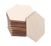 PACKOVE 50pcs Blank Wooden Hexagon Cutouts Unfinished Smooth Finish Natural Wood Pieces Modern Stylish DIY Home Decoration Wood Burning Crafts