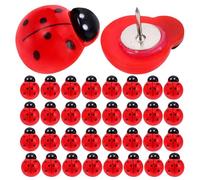 PACKOVE 50pcs Red Ladybug Push Pins Lightweight Resin and Metal Thumbtacks for Cork Boards and Paper, Safe and Cute Animal Shape Pins for Ladybug Theme Events and Travel Maps