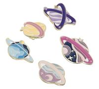 PACKOVE 5pcs Alloy Planet Brooch Pins for Women, Enamel Space Star Lapel Badges with Styles, Easy to Carry and Not Easily Deformed, to Decorate Backpacks Or Hats