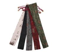 PACKOVE 5pcs Folding Fan Pouch Cotton Drawstring Bags for Chinese Hand Fans Protective Dust Covers Khaki Grey Black Red Green Portable Storage for Cultural Events Travel