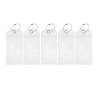 PACKOVE 5pcs Luggage Tag Id Holder PVC Badge Sleeve with Steel Ring and Lanyard Easy Viewing Identification Information Travel Accessories for Business Cards Key Cards