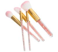 PACKOVE 5pcs Professional Makeup Brush Set for Women Powder Brush with Pink Diamond-textured Handles Gold Ferrule White Synthetic Bristles Suitable for Face Powder and Eye Makeup