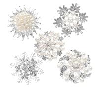 PACKOVE 5Pcs Rhinestone Pearl Flower Hairpin Charms DIY Hair Clip Accessories for Crafts Elegant Alloy Embellishments for Hair Bands and Decorations