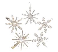 PACKOVE 5pcs Snowflake Hair Barrettes with Pearl Accents, Random Color Hair Clips Set for Women, Decorative Hairpins Suitable for Daily Wear and Special Occasions Assorted style