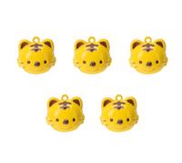 PACKOVE 5pcs Yellow Iron Tiger Bell Pendants Cartoon Style DIY Jewelry Supply Accessories for Crafts and Hanging Decorations