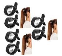 PACKOVE 6 pcs Black Round Inner Toothed Hair Claw Clips Strong Tension Ponytail Holder Updo Fish Tail Hair Clip for Women Daily Party Work
