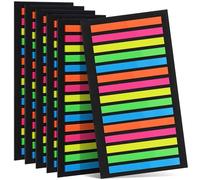 PACKOVE 6-Set Ultra-Thin Fluorescent Index Tabs, Portable Sticky Page Markers for Book Annotation, School and Office Sentence Markers, Household Reading Strips