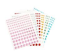 PACKOVE 6 Sheets Self Adhesive Face Gems Stickers for Makeup and Crafts Lightweight Rhinestones White Pink Blue Yellow Green Red Smooth Surface for Eye and Nail Art Decoration