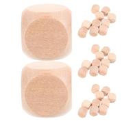 PACKOVE 60pcs Blank Wooden Dice 6 Sided Wood Cubes Khaki Smooth Surface for Painting Small Blocks with Rounded Corners for Gaming and Group Activities
