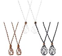 PACKOVE 6pcs Adjustable Woven Cord Necklace Pendant Holders DIY Stone Cage Necklace Accessories with Brown, White, and Black Nets for Crystal and Stone Jewelry Crafting