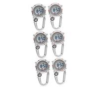 PACKOVE 6pcs Camping Pocket Watch Clip Metal Fob Watch Glow The Dark Feature Lightweight and for Hiking Climbing and Outdoor Activities