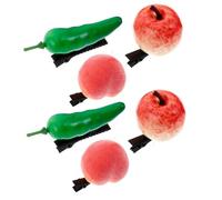PACKOVE 6pcs Faux Fruit Hair Clips Fun Chili Pepper Peach Alligator Hairpins for Boys and Girls and Adults Unique Hair Accessories for Christmas Rave Parties