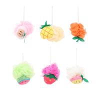 PACKOVE 6Pcs Fruit Shaped Bath Loofahs Exfoliating Shower Scrubbers for Home Travel Lightweight Bath Balls Create Rich Gentle Body Dirt Removal Adorable Decorative Design Gift