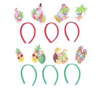 PACKOVE 6PCS Hawaiian Headbands Lightweight Luau Party Accessories for Women Tropical Palm Tree Flamingo Pineapple Design Summer Celebration Photo Props