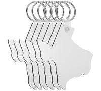 PACKOVE 6pcs Map Shaped Sublimation Key Ring Blank with Key Ring White | Density Board, Heat Press Transfer Surface, DIY Handmade Crafts and Decoration, One-piece Accessory
