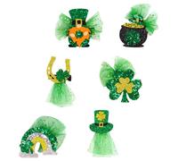 PACKOVE 6pcs Multi Shaped Headwear Hair Barrette Hair Clips Creative Delicate Lightweight Reusable Tulle Glitter Felt St Patrick's Day for Adults Spring Holidays