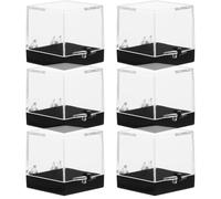PACKOVE 6pcs Plastic Specimen Display Boxes with Black Base 35x35x35mm for Rock, Mineral and Stone Collection Storage, Desktop Specimen Protection Cases for Home and Lab Use