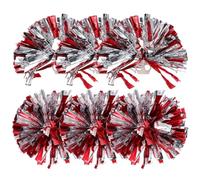 PACKOVE 6pcs Reusable Red Plastic Cheerleading Pom Poms for Dance and Show, Glossy and Fashionable Hand Flowers to Enliven Atmosphere, Suitable and Adults