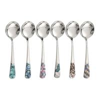 PACKOVE 6pcs Stainless Steel Soup Spoons Set with Smooth Surface and Lightweight Design, Simple-Style Kitchen Spoons for Serving Noodles and Ramen at Home or Picnic