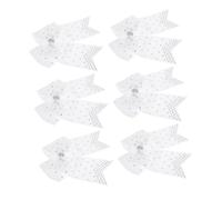PACKOVE 6Pcs White Rhinestone Cheerleader Bows for Large Elastic Hair Ties with Soft Ribbed for Cheerleading Dance Parties More Durable Ponytail Holders