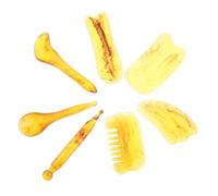 PACKOVE 7pcs Guasha Scraping Massage Tool Resin Manual Massager Orange for Scalp Neck Meridian Massage Acupressure Muscle Fatigue Relief Travel Office Workers