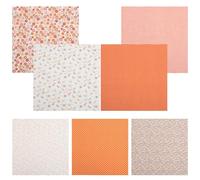 PACKOVE 7pcs Orange Floral Cotton Cloth Set 50x50cm DIY Patchwork Fabric Squares for Quilting Sewing Crafts