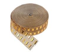 PACKOVE 8-Row Diamond Rhinestone Ribbon Roll for Wedding and Seasonal Events, Golden Plastic Bling Drill Ribbon, Easy Decoration and Can Be Cut for DIY Crafts