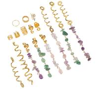 PACKOVE 80pcs Ethnic Style Hair for Braids Dreadlocks with Natural Stone Charms Secure Fit Hair Jewelry for Women Boho Accessories for Festivals Celebrations and Everyday Styling