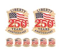 PACKOVE 8pcs American 250th Birthday Pins Alloy Patriotic Lapel Brooches with Easy Attachment and Lasting Durability for Independence Day Events and Daily Wear