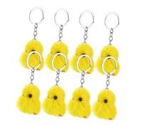 PACKOVE 8pcs Cute Chick Keychain Fluffy Yellow Plush Keyring for Bags Car Keys Adorable Cartoon Chicken Bag Charm for Easter Party Favors and Decorations