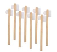 PACKOVE 8Pcs Double-Sided Nylon Medium-Hard Denture Brush with Dual-Angle Heads for Prosthetic Teeth Cleaning, Oral Appliance Care, Travel-Friendly Gum and Aligner Cleaning Tool