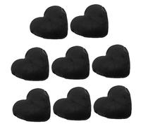 PACKOVE 8pcs Heart Shaped Makeup Powder Applicators Set Soft Dense Short Plush Beauty Cushion for Loose Powder Application, Black, Suitable for Professional and Daily Use
