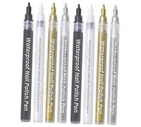 PACKOVE 8pcs Professional Nail Art Tool Kit Nail Art Pens for Dots Lines and Patterns Portable Compact for Travel