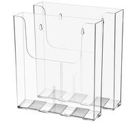 PACKOVE A4 Wall Brochure Holder, 2 Pcs Acrylic Magazine Rack File Organizer with Versatile Mounting Options for Office Mall Exhibition Hotel