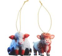 PACKOVE Acrylic Highland Cow Ornaments Hanging Pendants and Convenient to Carry 2pcs with Assorted Colors for Projects and New Year's Eve Parties Home Decoration
