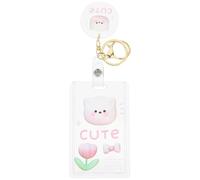 PACKOVE Acrylic Id Card Holder Key Ring with Protective Sleeve School Bus Student Card Keeper for Work Badge Portable Badge Protector Random Style