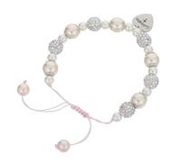 PACKOVE Adjustable Baptism Bracelet for Featuring Cross and Heart Charm Pendant, Beaded Design with Comfort Fit and Resists Fading, for First Communion Or Christening Day