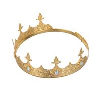 PACKOVE Adjustable Golden Party Crown Headband with Rhinestone Crystal Headpiece and Secure Clasp, Elegant Vintage Style Hair Accessory for Costume Events and Birthday Prom