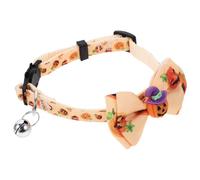 PACKOVE Adjustable Halloween Pumpkin Pet Bow Collar with Bell for Cats and Small Animals Polyester Material for Pet Fashion Parties and Daily Life Cute Decorative Neck Accessory