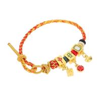 PACKOVE Adjustable Mahjong Bracelet Red Rope Luck Charm Handmade Chinese Style Braided Wristband for Men and Women Prosperity Symbol Wrist Jewelry