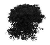PACKOVE Afro Curly Short Wig Synthetic Hairpiece with Bangs Adjustable Fit Fluffy Mohawk Style for Black Women Cosplay Parties Dress-up