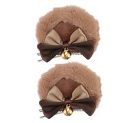 PACKOVE Bear Ear Hairpin Plush Double Bowknot Hair Clip Lovely Party Headdress Hair Accessories for Cosplay Housemaid Dress up