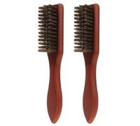 PACKOVE Beard Grooming Brush with Soft and Dense Nylon Bristles for Men 2pcs Wooden Flat Hair Brush for Mustache Styling the Go Use