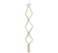 PACKOVE Beige Bohemia Style Hat Display Rack Macrame Cap Holder Wall Hat Organizer with Wood Frame and Delicate Woven Cotton Rope Texture and Wall Hanging Decor