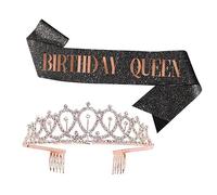 PACKOVE Birthday Headband Decorative Crown Sash Princess Birthday Supplies Photo Prop for Girl Unique Gifts