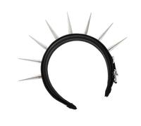 PACKOVE Black Rivet Design Headband Punk Spiked Hair Band Leather Strap for Festival, Party, Cosplay Costume Accessory