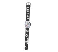 PACKOVE Boy Girl Cartoon Soccer Theme Silicone Quartz Watch for Boy Girl Adorable Design for Sports and Playtime Black