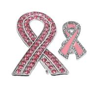 PACKOVE Breast Cancer Awareness Ribbon Brooch Pins Easy to Wear and Attach 2pcs Alloy Material for Women for Occasion and Charity Events