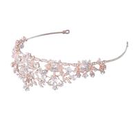 PACKOVE Bridal Crown Headband with Rhinestones Rose Gold Wedding Accessory Elegant Tiaras for Brides Bachelorette Parties Dazzling Hairpiece for Glamorous Looks for Weddings Special
